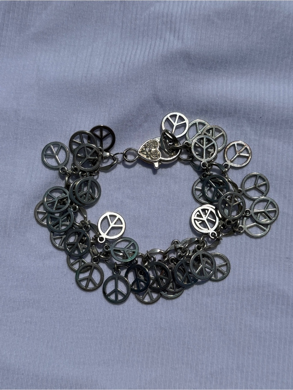 Silver Peace Sign Charm Bracelet - Women Jewelry